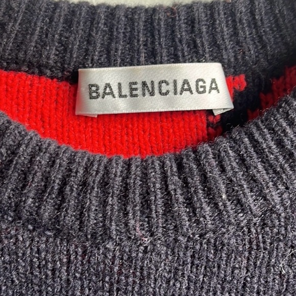 Balenciaga Jumper/Sweater in dark blue & red. Size: S. - Picture 11 of 12
